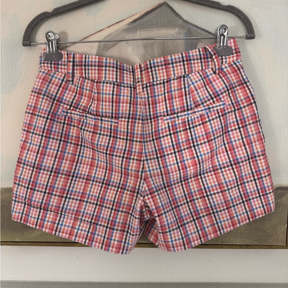 ANN TAYLOR Loft Linen Checkered Shorts Pink Blue Size 0* - Picture 4 of 6